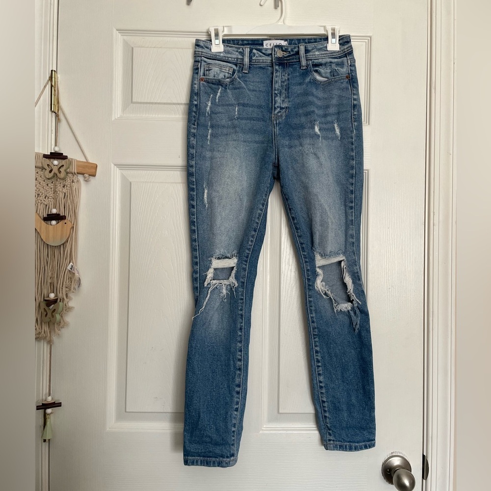 Cello Women’s Ripped Skinny Jeans in Medium Blue Wash Size 3